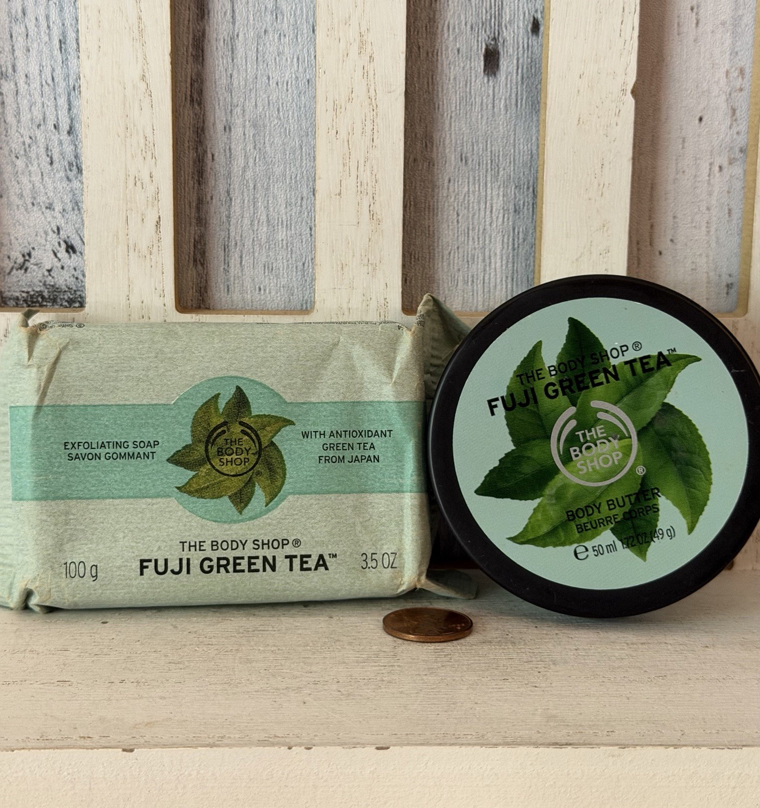 The Body Shop Bar Soap Fuji Green Tea Exfoliating + Body Butter Discontinued HTF