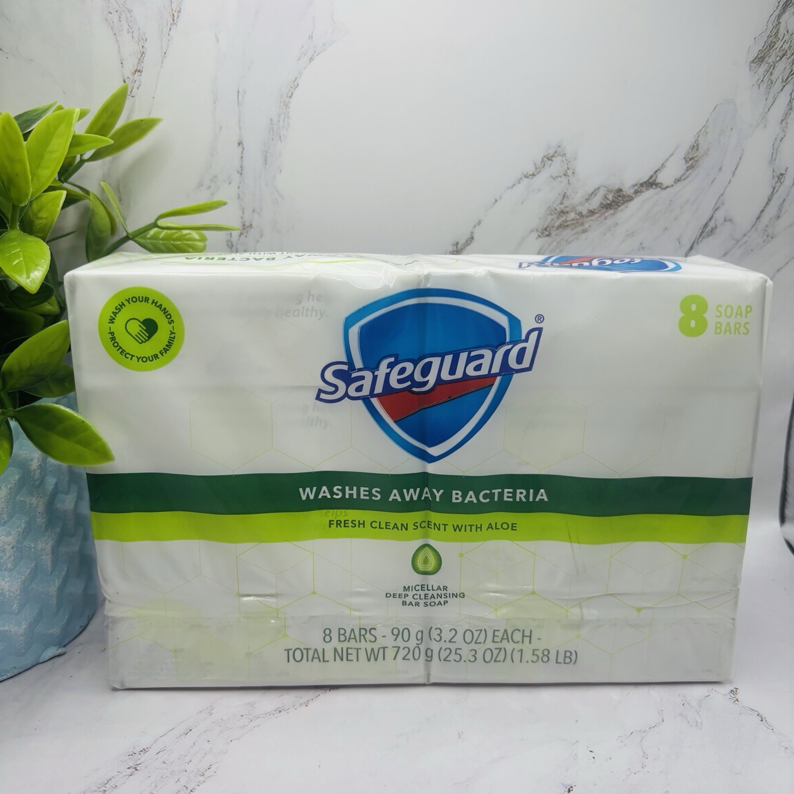 Safeguard Bar Soap Fresh Clean Scent with Aloe 8pk 4oz Bars Bath Body Sealed