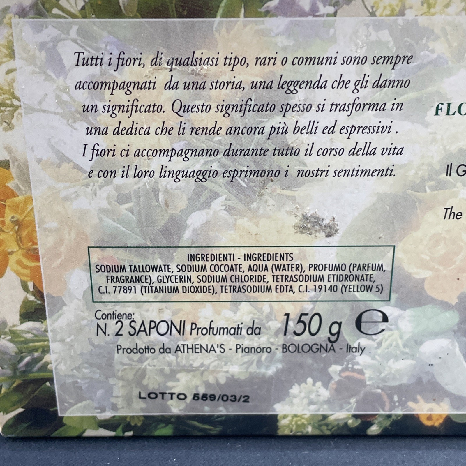 Vtg Floral Myths & Legends Fresh Fragrance Bar Soap 10.6 oz Bologna Italy Athens
