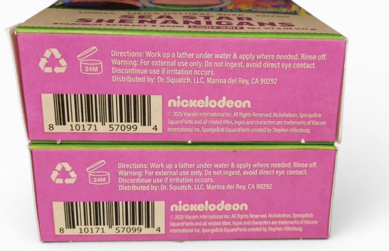 4 pack Dr. Squatch Spongebob SEA STAR SHENANIGANS Patrick Star Men’s Soap Lot