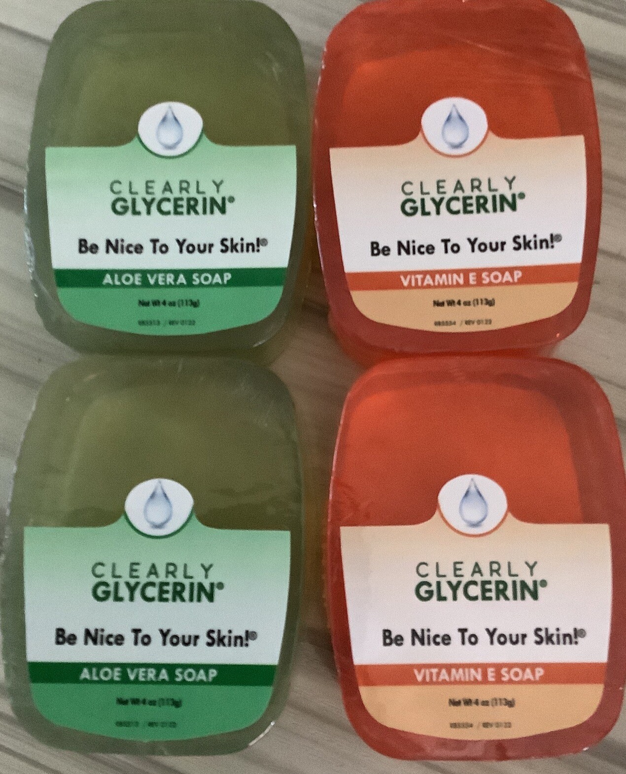 Clearly Glycerin (Pack Of 4) Vitamin E , Aloe Vera Soap, Soap 4 Oz Each :