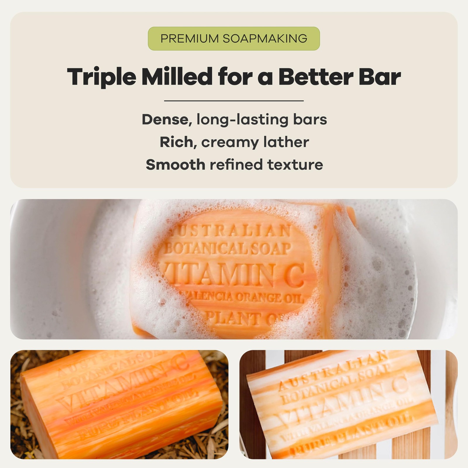 Australian Botanical Soap, 6.6 OZ, Vitamin C and Valencia Orange, Triple Mill…