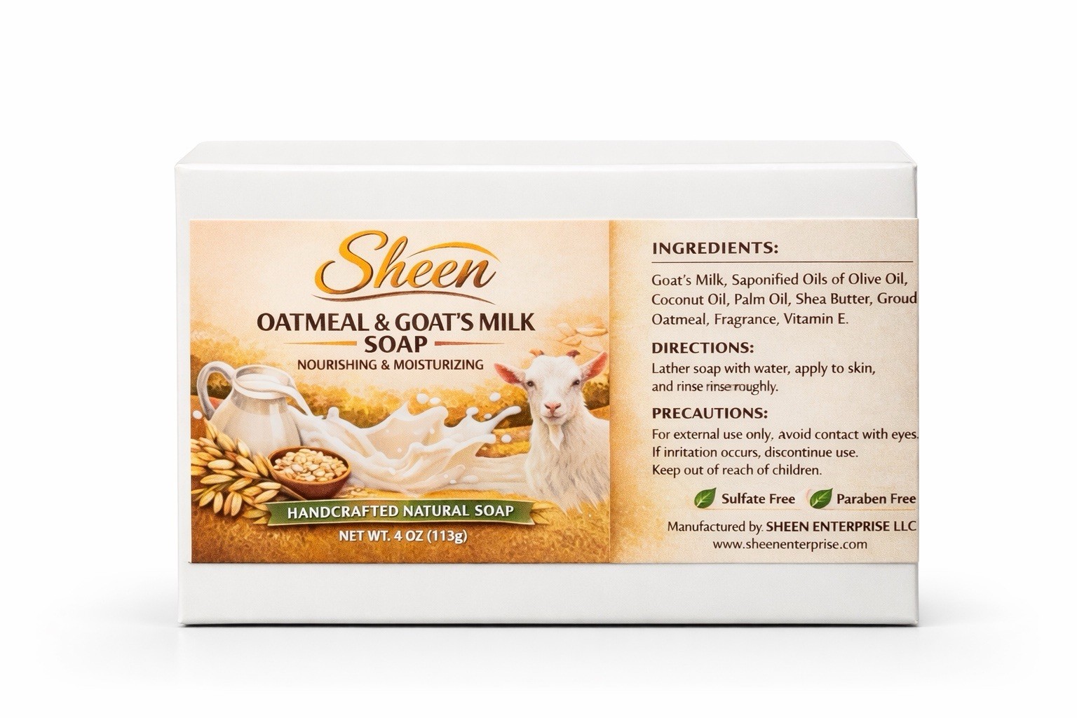 3 soap bars Luxurious Goat Milk with Shea Butter & oatmeal.