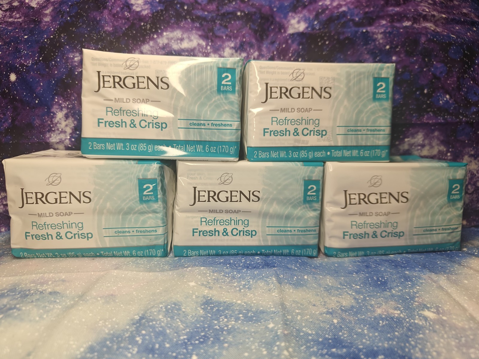 Lot of 5 (2) Packs of Jergens Mild Soap, Refreshing FRESH & CRISP. Total 10 Bars