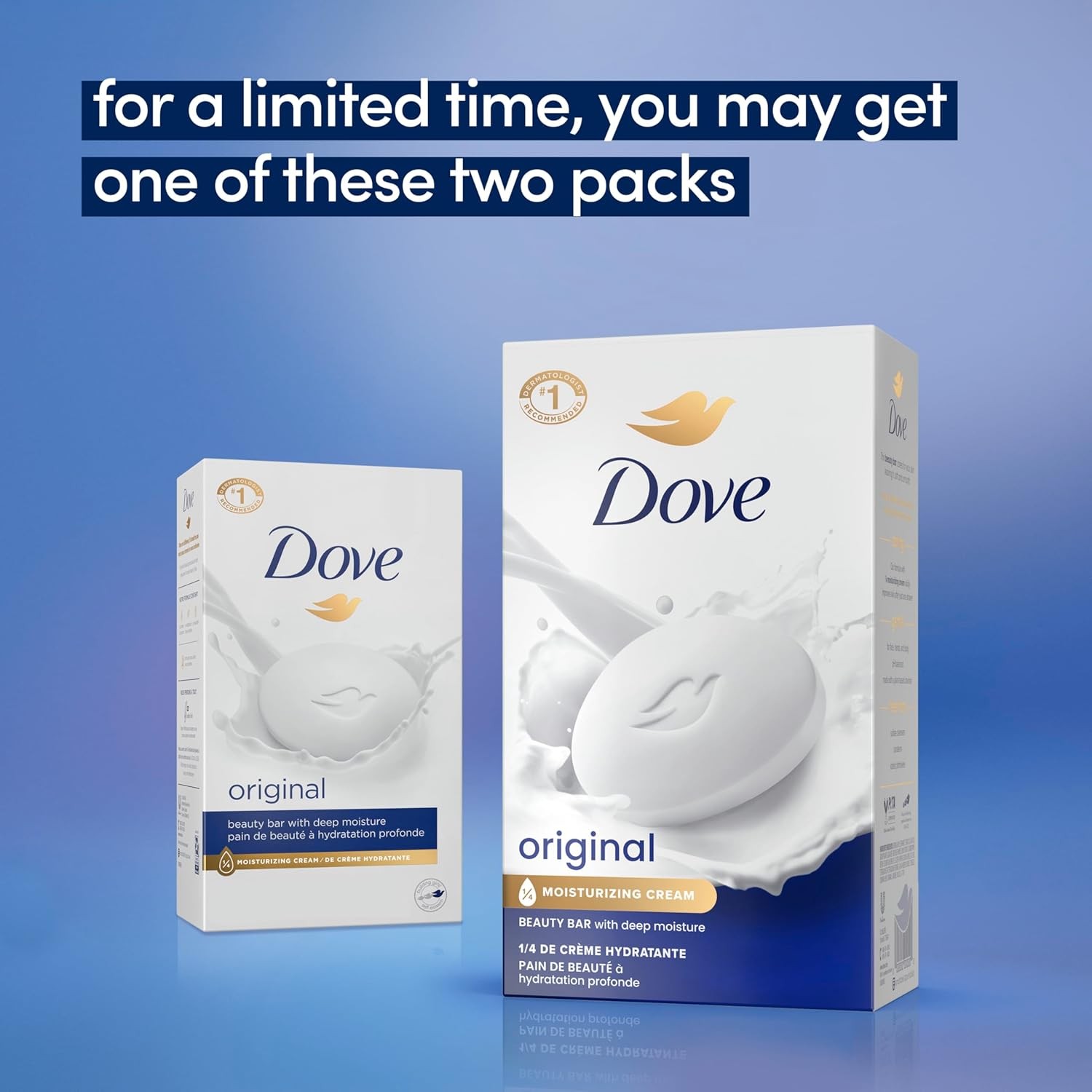 Dove Original Beauty Bar Soap 8 Count with Moisturizing Cream 3.75 Oz