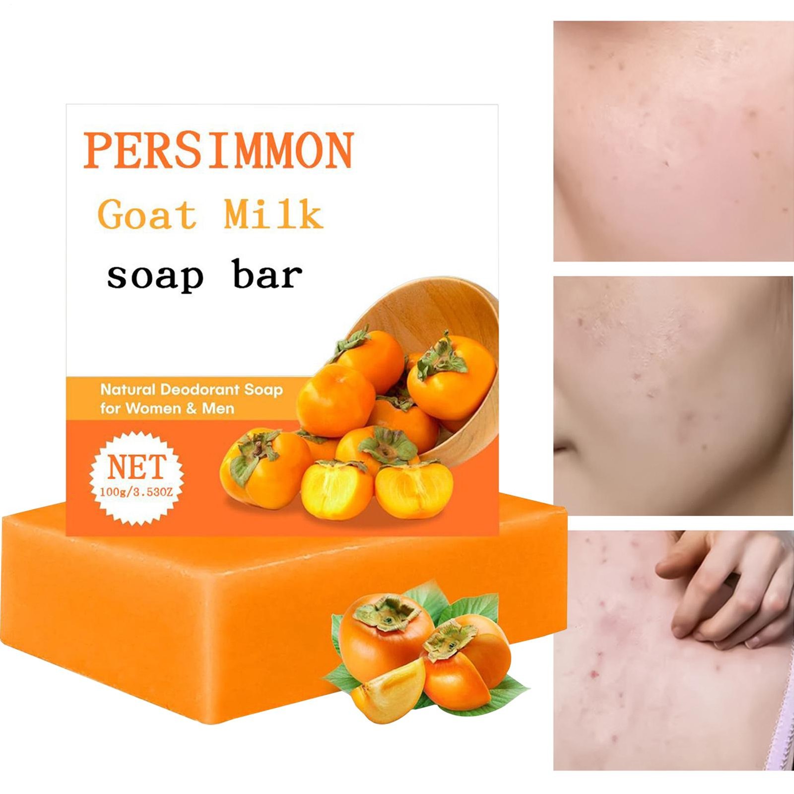 Persimmon Soap Bar Body Odor Control Deodorant Soap for Men & Women