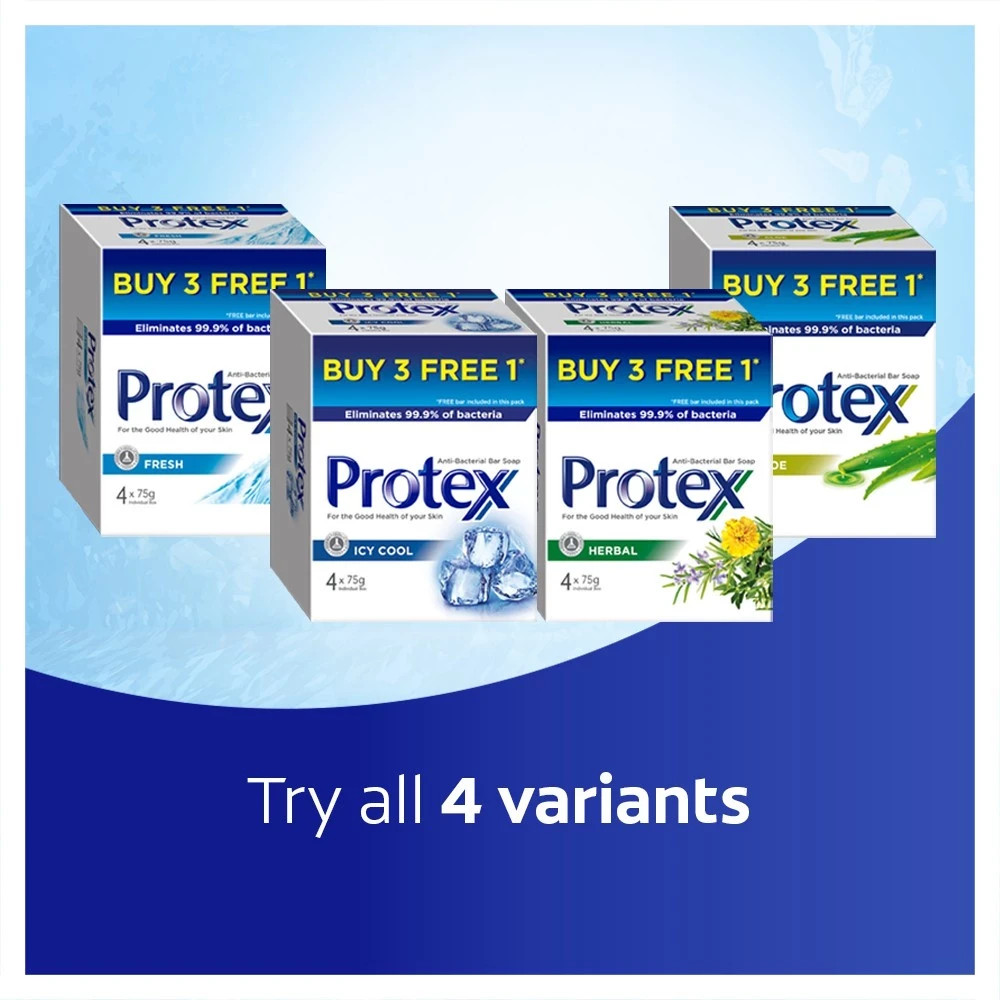 Protex Antibacterial Bar Bath Soap Daily Clean Protect Hygiene Family Use 4x75g
