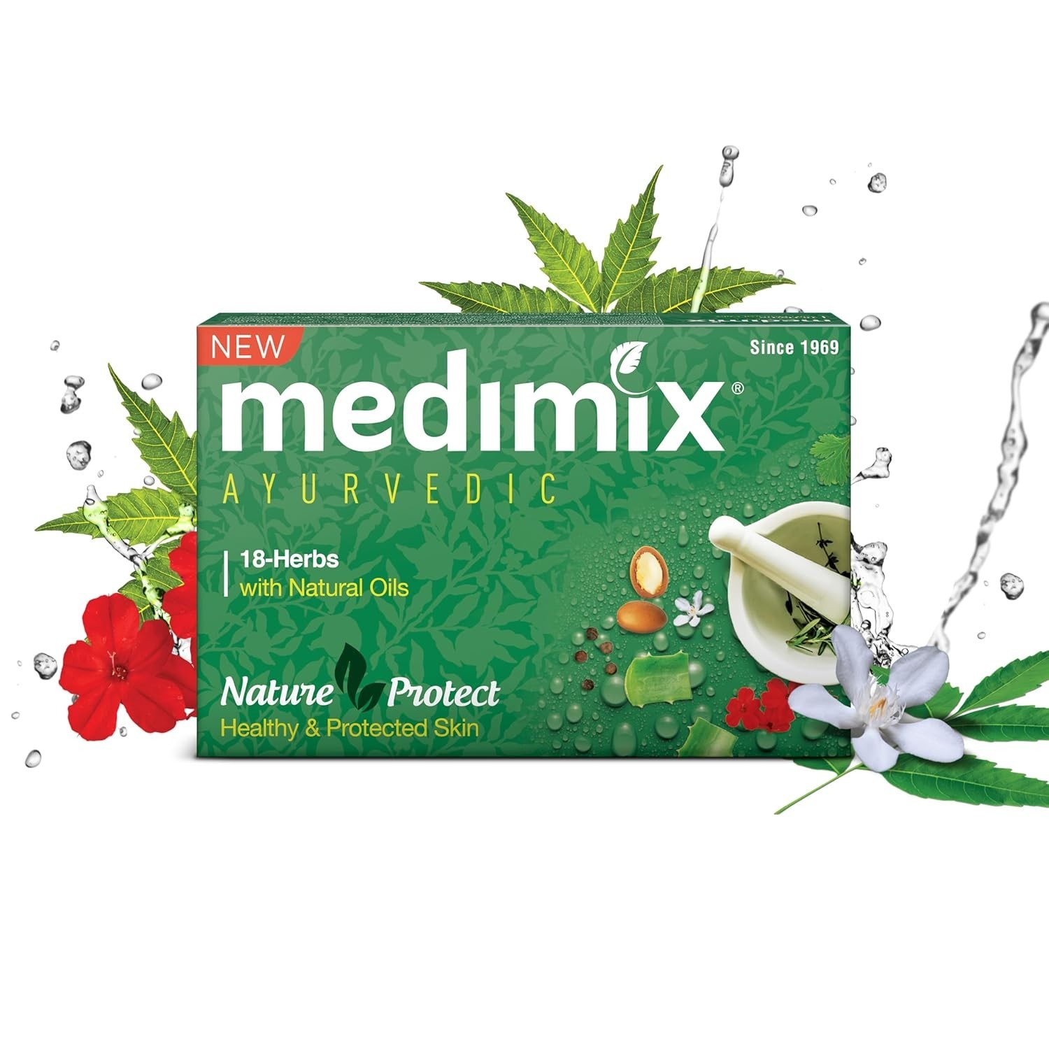 Medimix Ayurvedic Classic 18 Herbs Bathing Soap 125g 100% Vegan ( Pack of 5 )