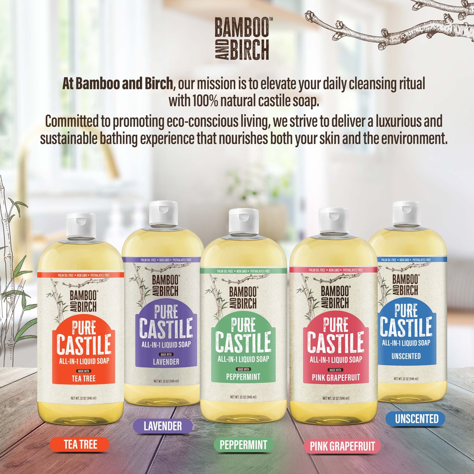 Pure Castile Soap Liquid, Lavender, 32 oz