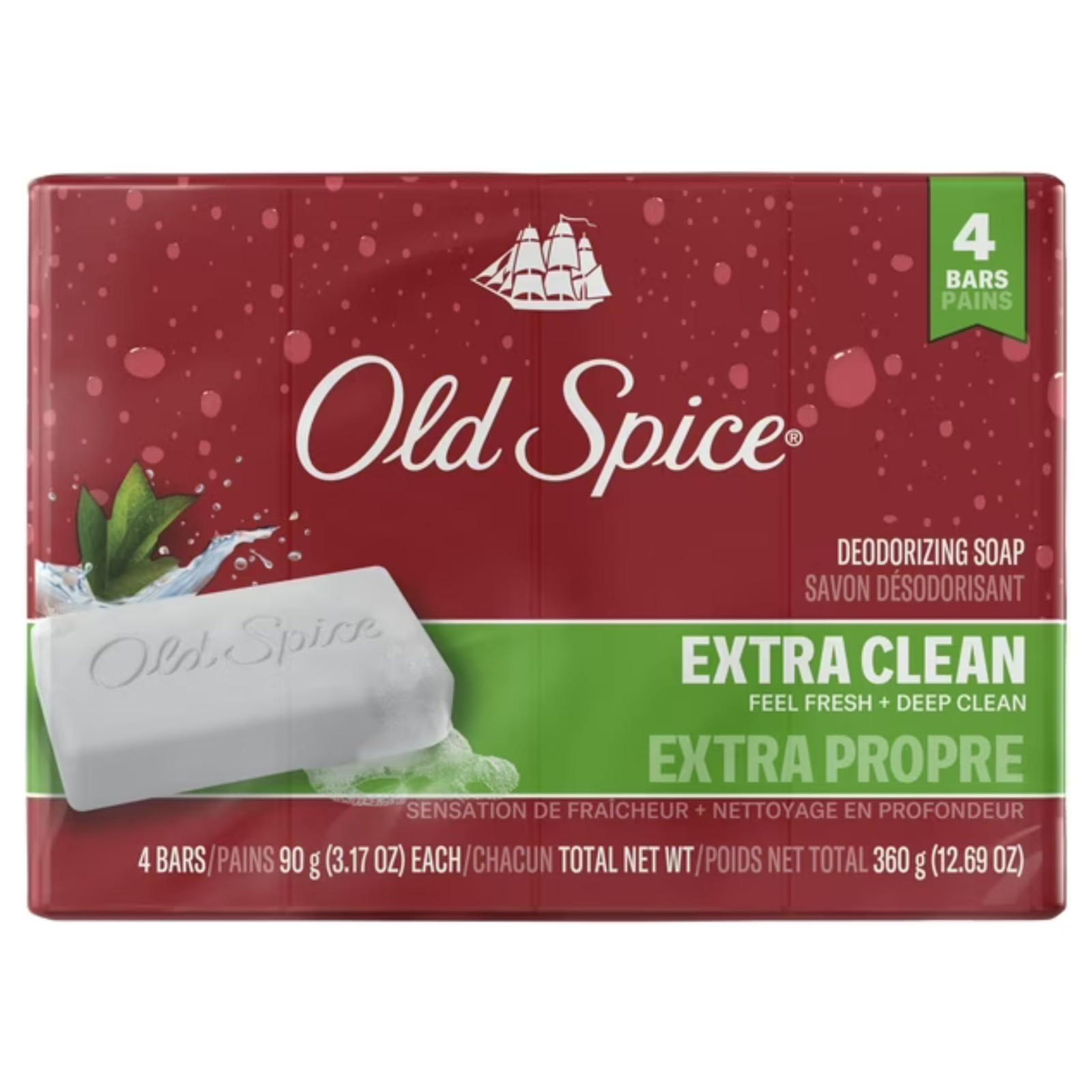 Old Spice Deodorizing Bar Soap Extra Clean Fresh & Deep Clean 3.17 – 16 Bar