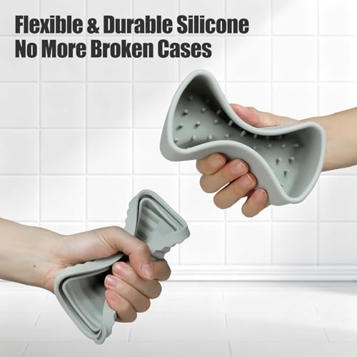 Large Leakproof Travel Soap Case for 10 oz Bar Soap, Silicone Soap Gray