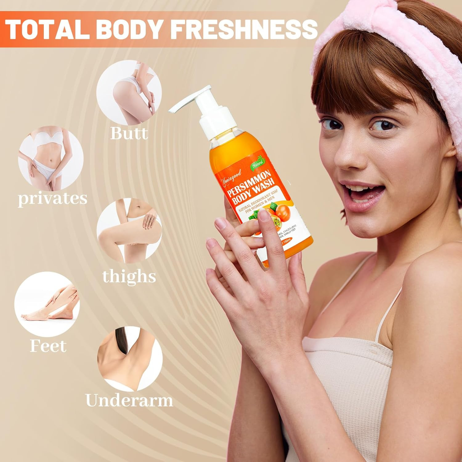 2 PCS Persimmon Body Wash for Strong Odor Control, Natural Persimmon Soap Bar Ol