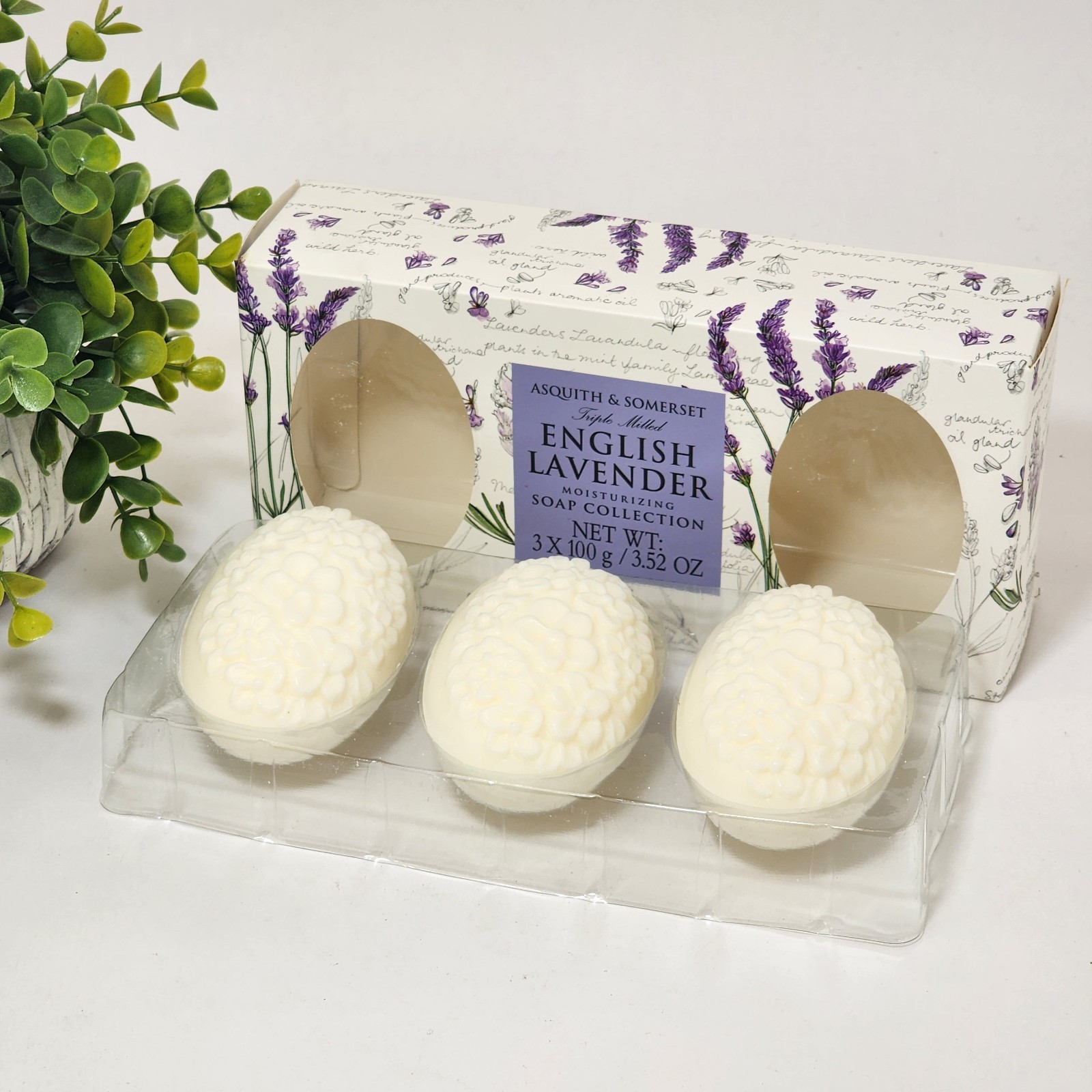 Asquith & Somerset English Lavender Soap Bar Collection Set 3 x 3.52 oz Each
