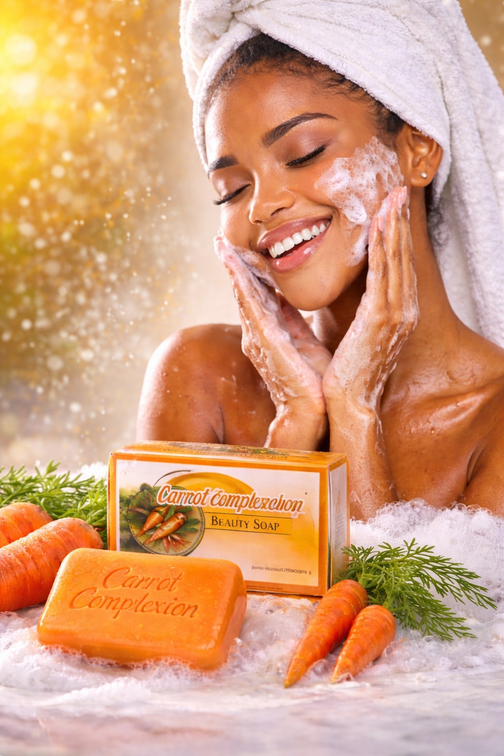 12-BAR- CARROT COMPLEXION SOAP BEAUTY BAR WITH CARROT OIL 125g (each) BRAND NEW!