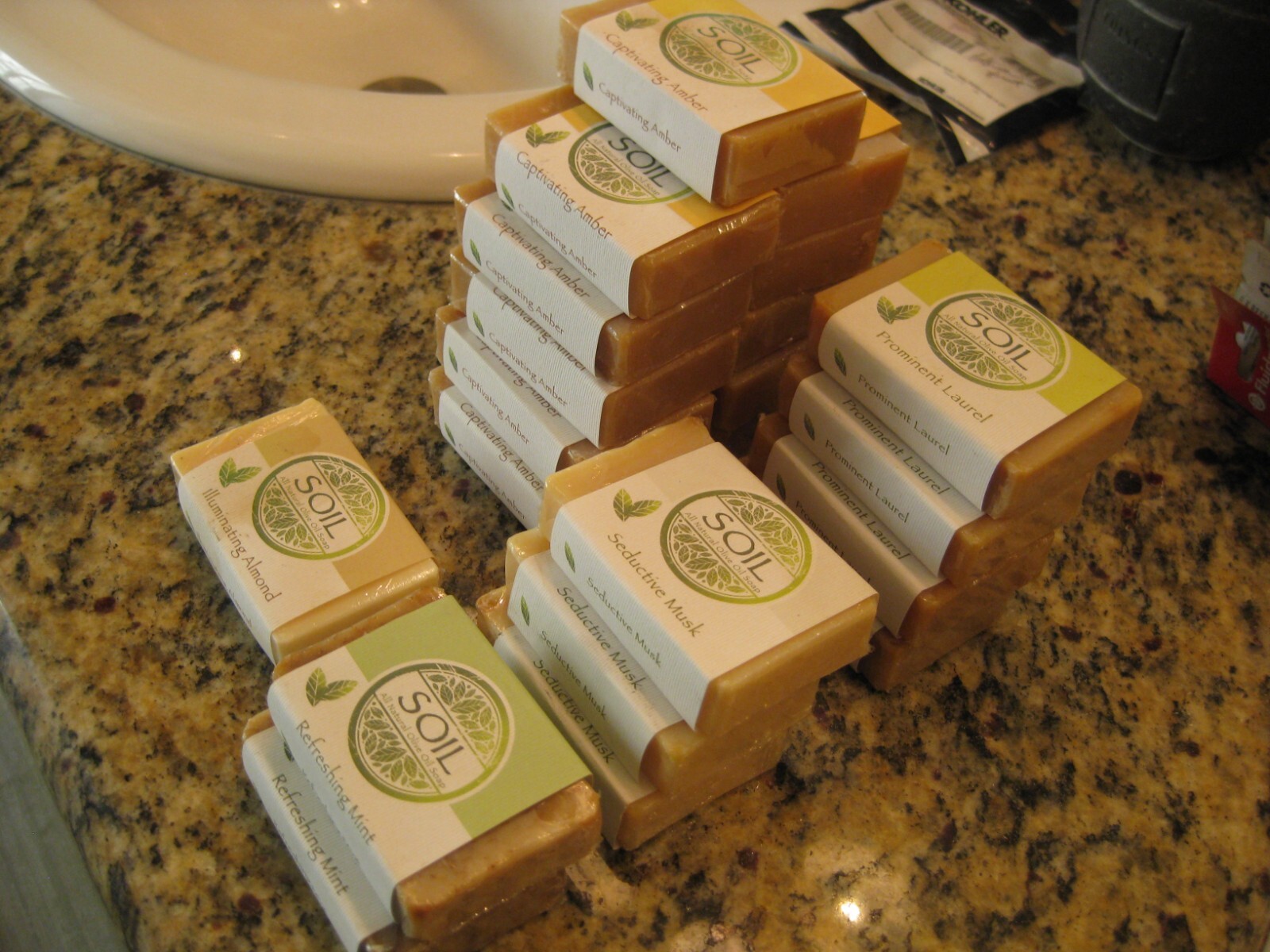 Soil Brand Olive Oil Bar Soap Hand Made- 21 Bars- Five difference scents- 2.4 oz