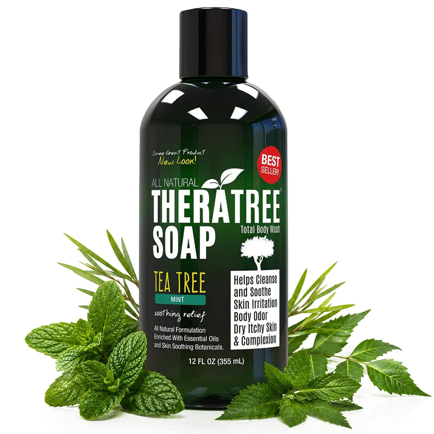 Theratree Tea Tree Oil Soap with Neem Oil – 12Oz – Helps Skin Irritation, Body