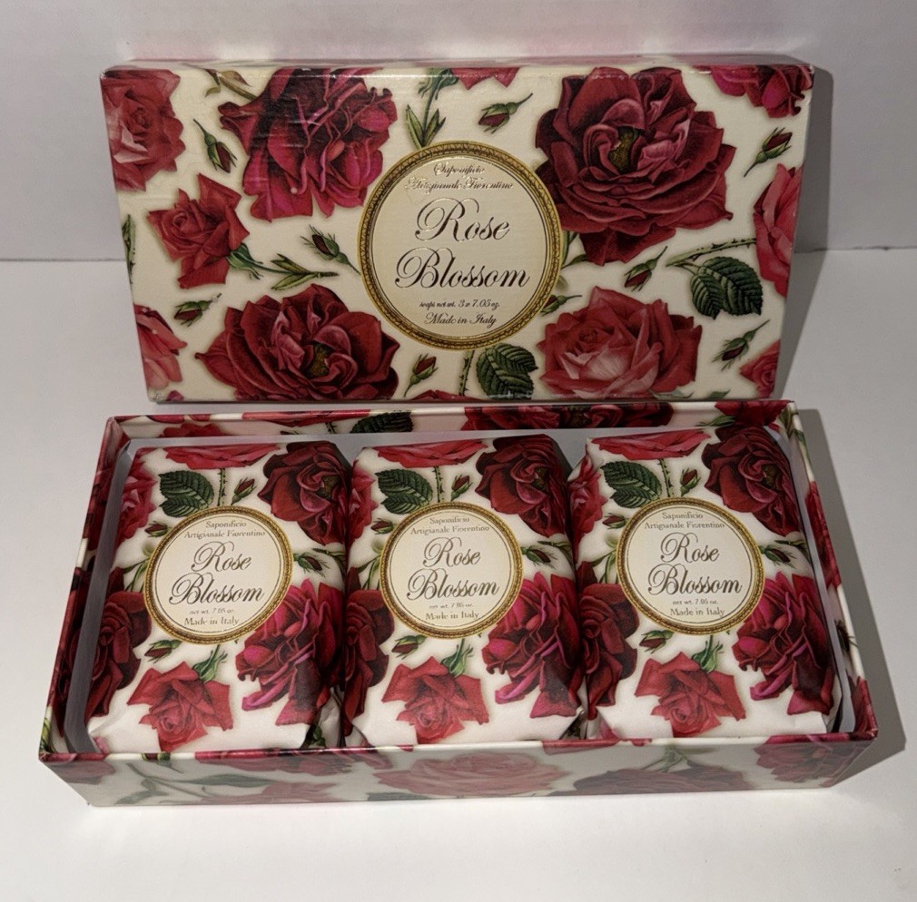 SAPONIFICIO ARTIGIANALE FIORENTINO *ROSE BLOSSOM *3 x 7.05 ozHandmade TuscanSoap