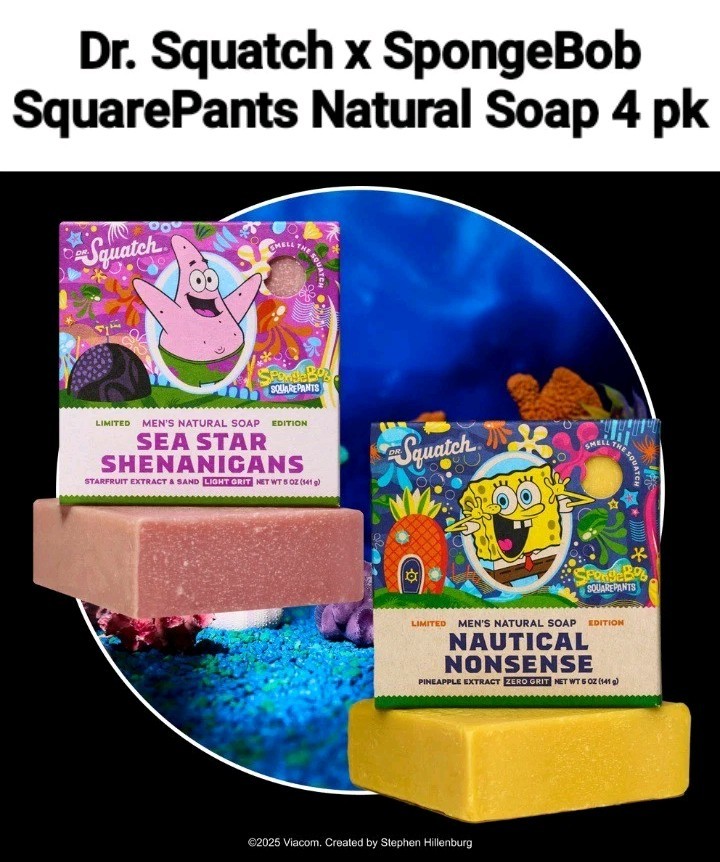 Dr Squatch x SpongeBob SquarePants & Patrick 4-Pk Limited Edition Soap