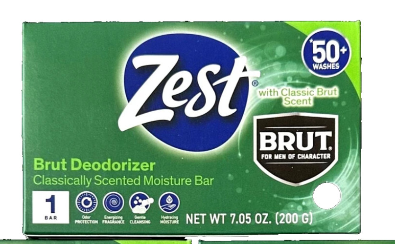 4x ZEST BRUT BARS DEODORIZER CLASSICALLY SCENTED MOISTURE SOAP BAR 50+ WASHES Ea