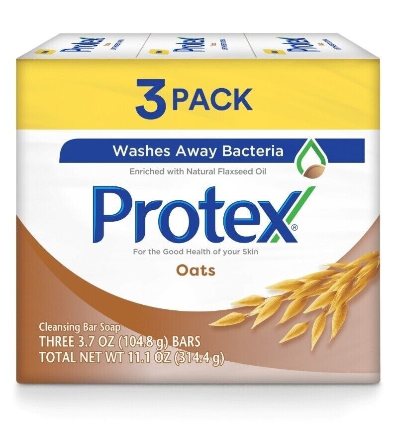 3 bars 3.7oz New PROTEX OATS ANTIBACTERIAL SOAP BAR JABON PROTEX AVENA