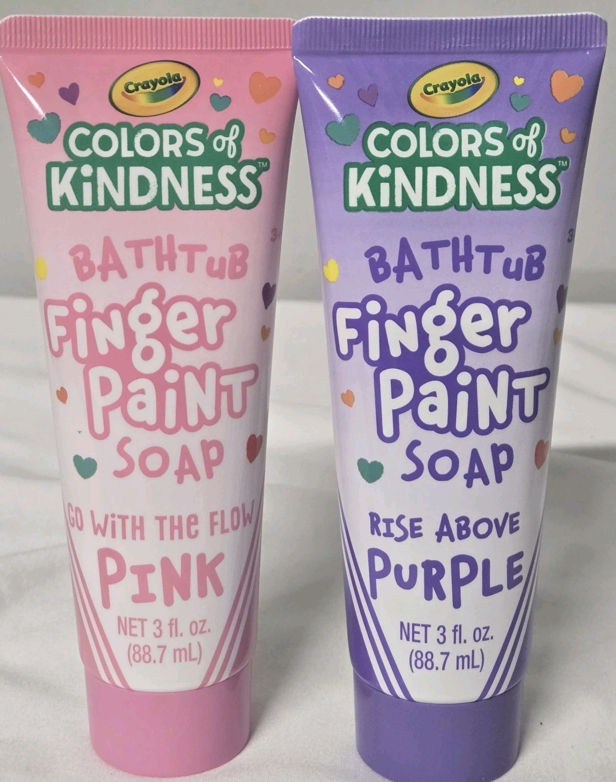 Crayola Bathtub Finger Paint Soap 2 Colors Pink & Purple Set Of 2 3oz Each