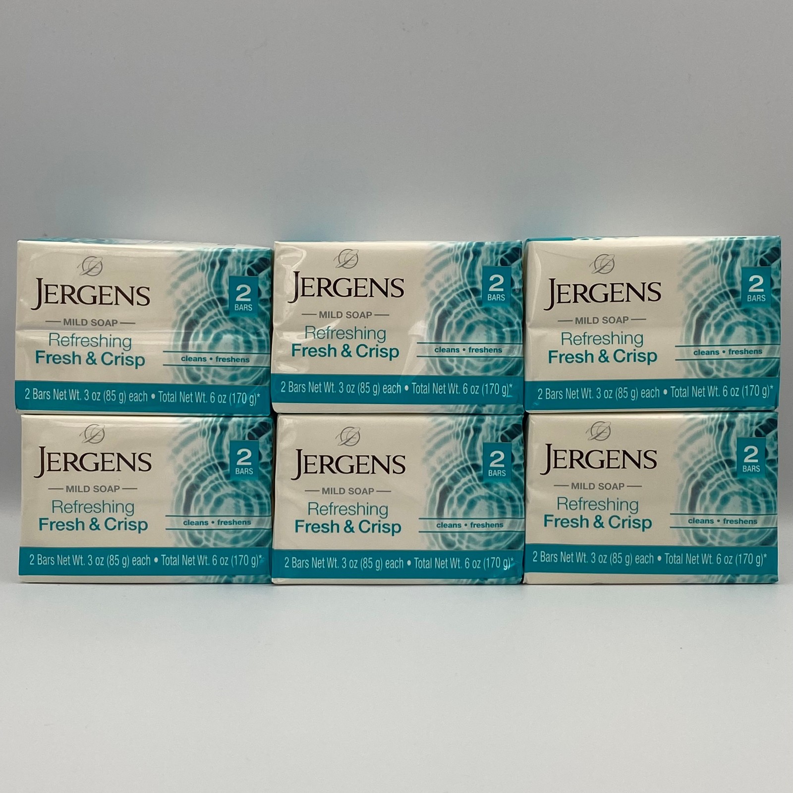 Jergens Mild Soap Refreshing Fresh & Crisp – 3 oz each – Jumbo 6 Pack (12 Bars)