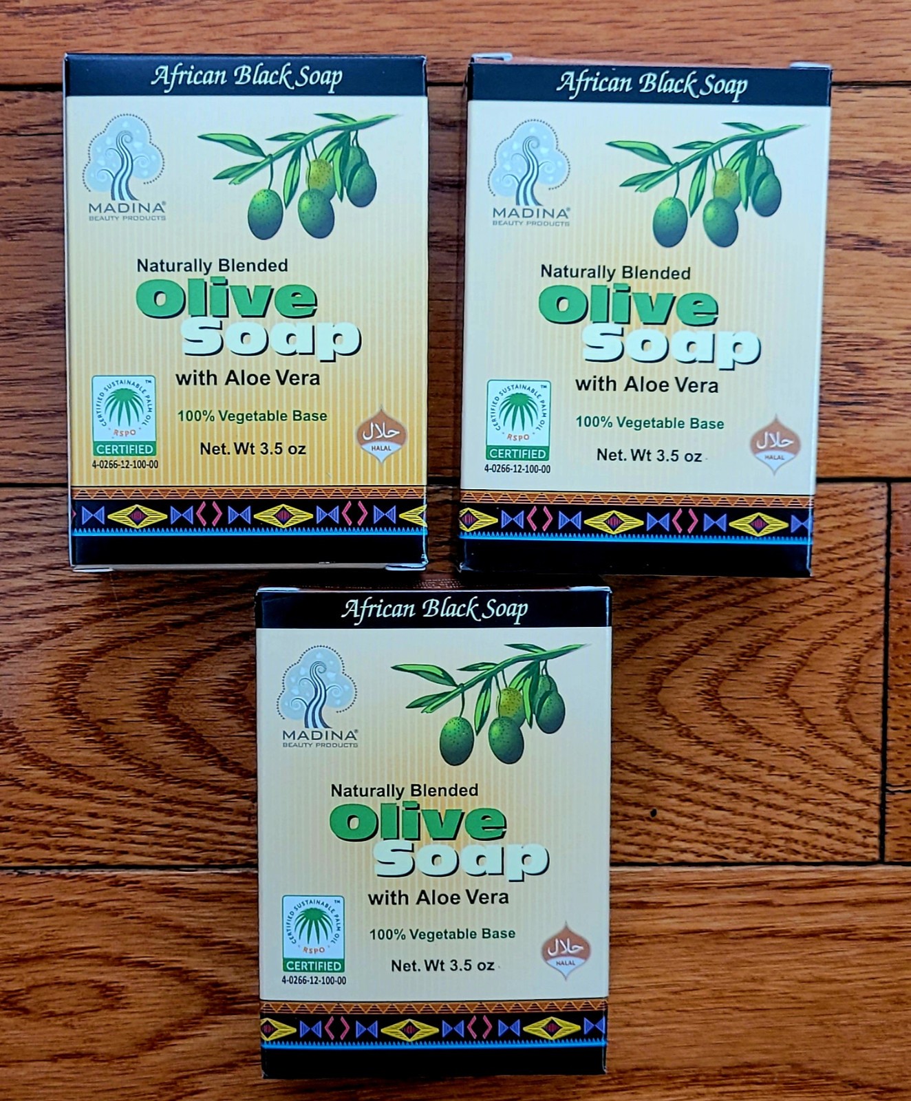 3 Pack of Madina Olive Soap, Herbal 100% Natural Vegetable Base Bars