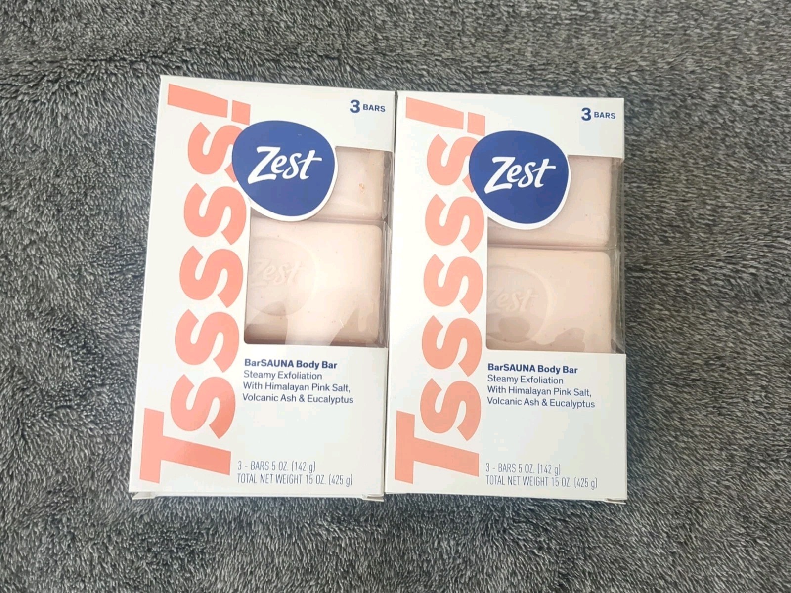 (2) Zest ®️ Tsssss! SAUNA Body Bar Steamy Exfoliation ( 3 Bars) Each Pack