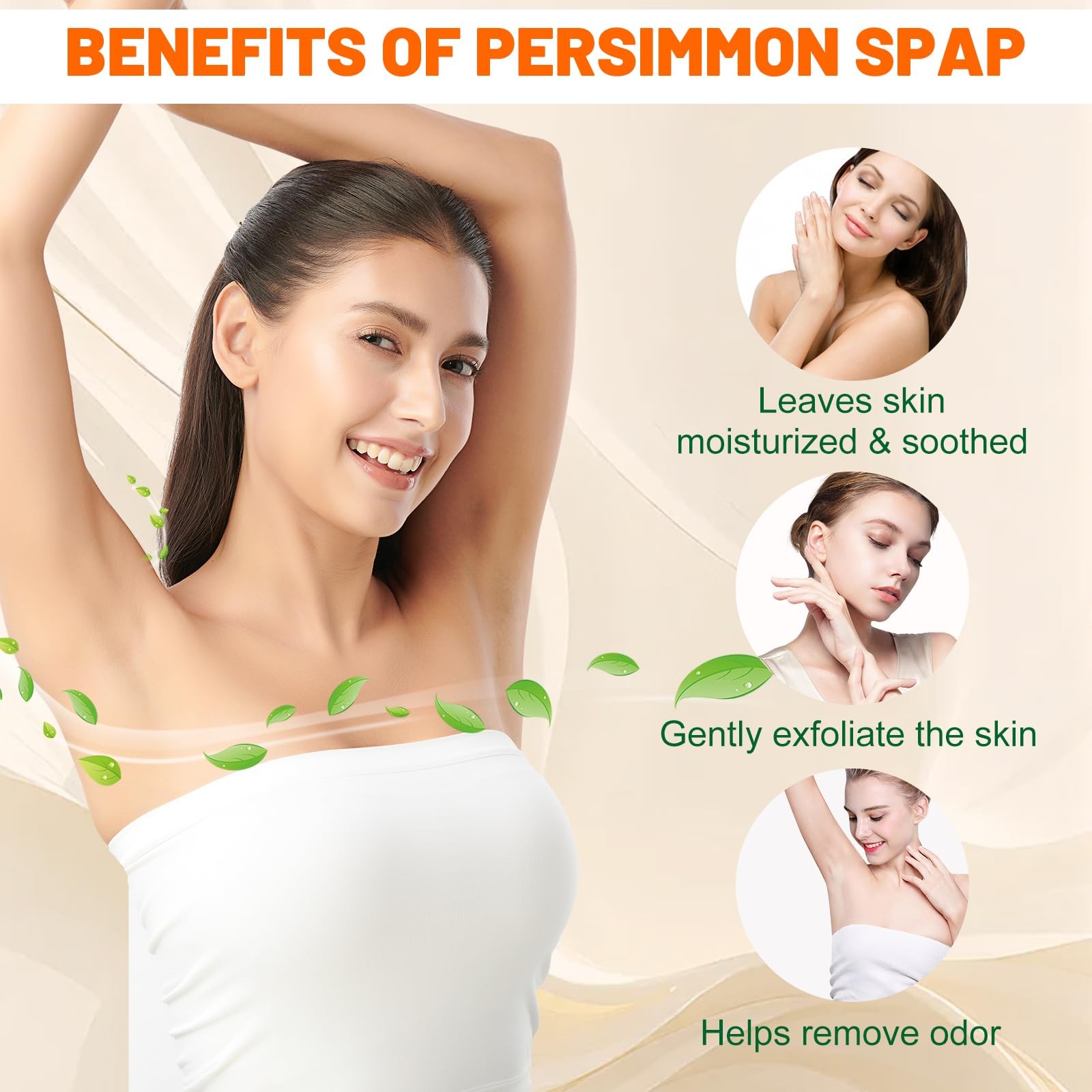 tovaginsh 3Pack Natural Persimmon Soap Bar for Body 3.53 Ounce (Pack of 3)
