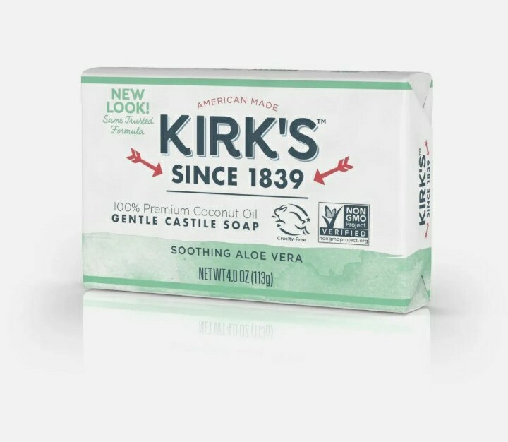 💚 KIRK’S 💚 TWO 4 Oz. Bars 🫧 ●SOOTHING ALOE VERA●🫧 100% 🥥 Coconut Oil Soap.