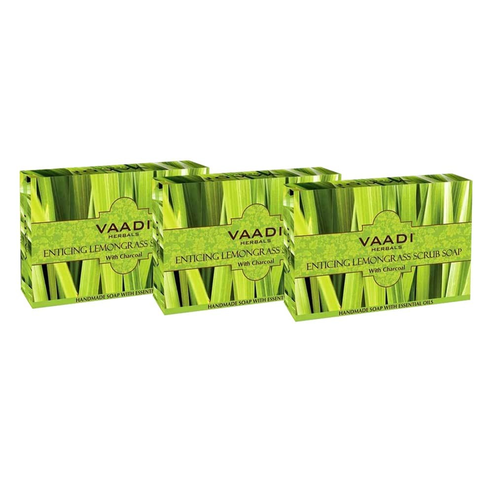 Vaadi Herbals Value Enticing Lemongrass Scrub Soap 75g Each Set Of 3