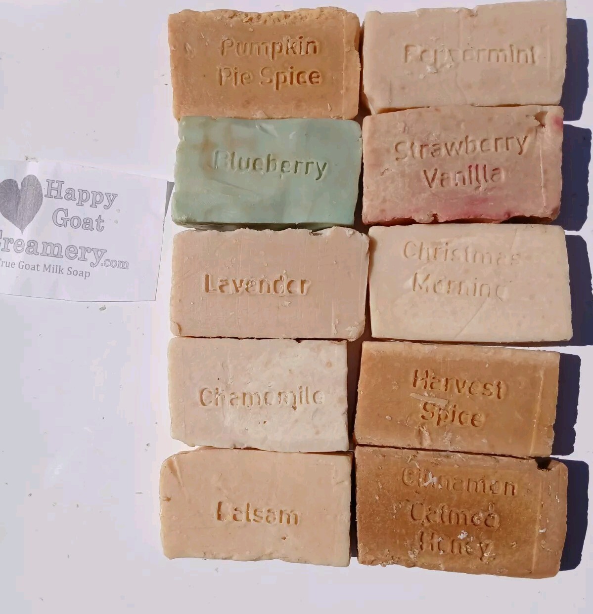 10 BARS RAW GOAT MILK SOAP PURE ESSENTIAL OILS HAPPY GOAT CREAMERY CHEAP BULK LO