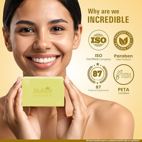 Multani Natural Chandan Haldi Soap – 125 gm (Pack Of 5) | For Hydration & Glow |