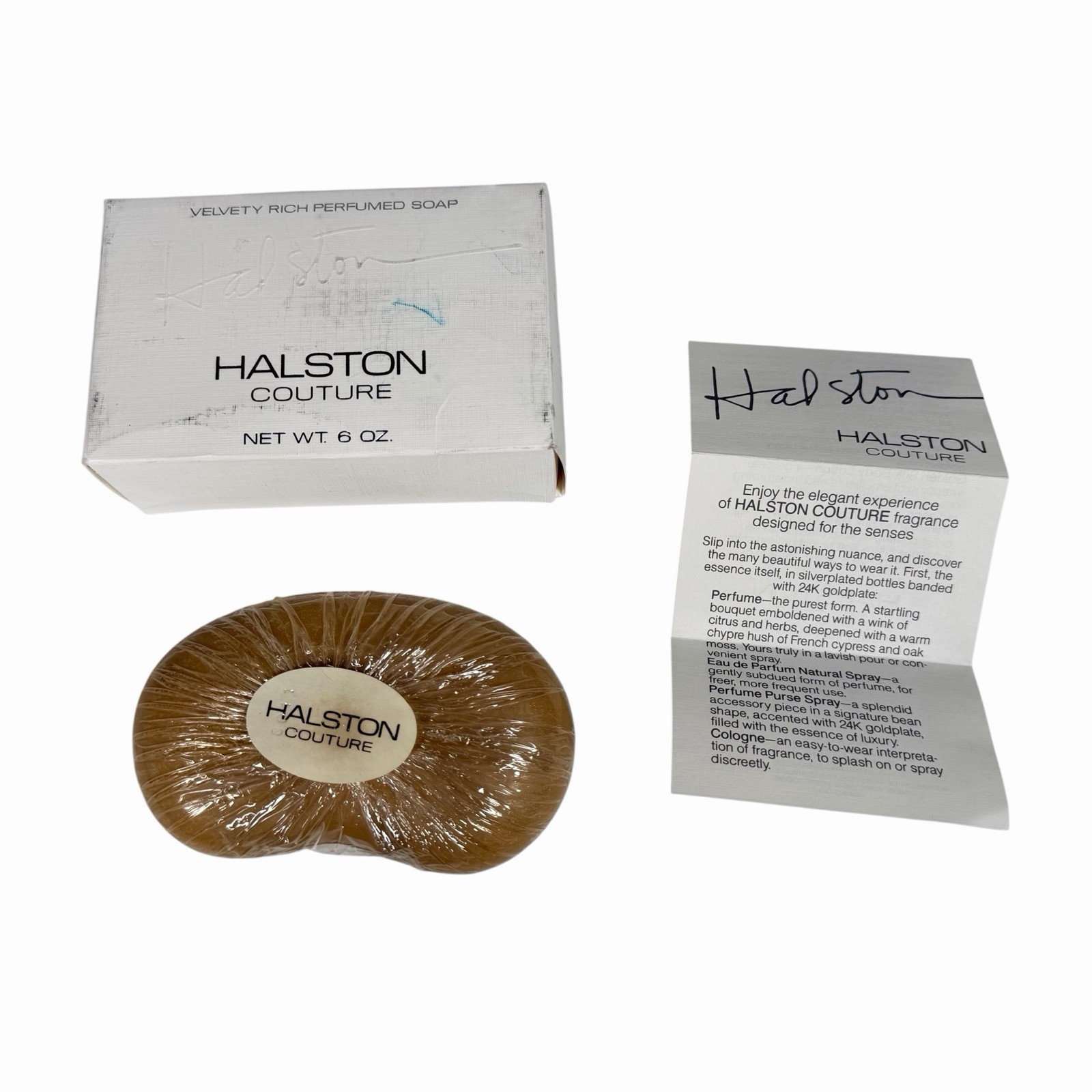 Vintage Halston Couture Perfumed Bar Soap 6 oz Kidney Bean Shape Sealed New
