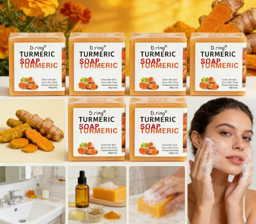 2Bar Turmeric & Curcumin Soap Set with Lemon – Handmade, Alcohol-Free, Suitable