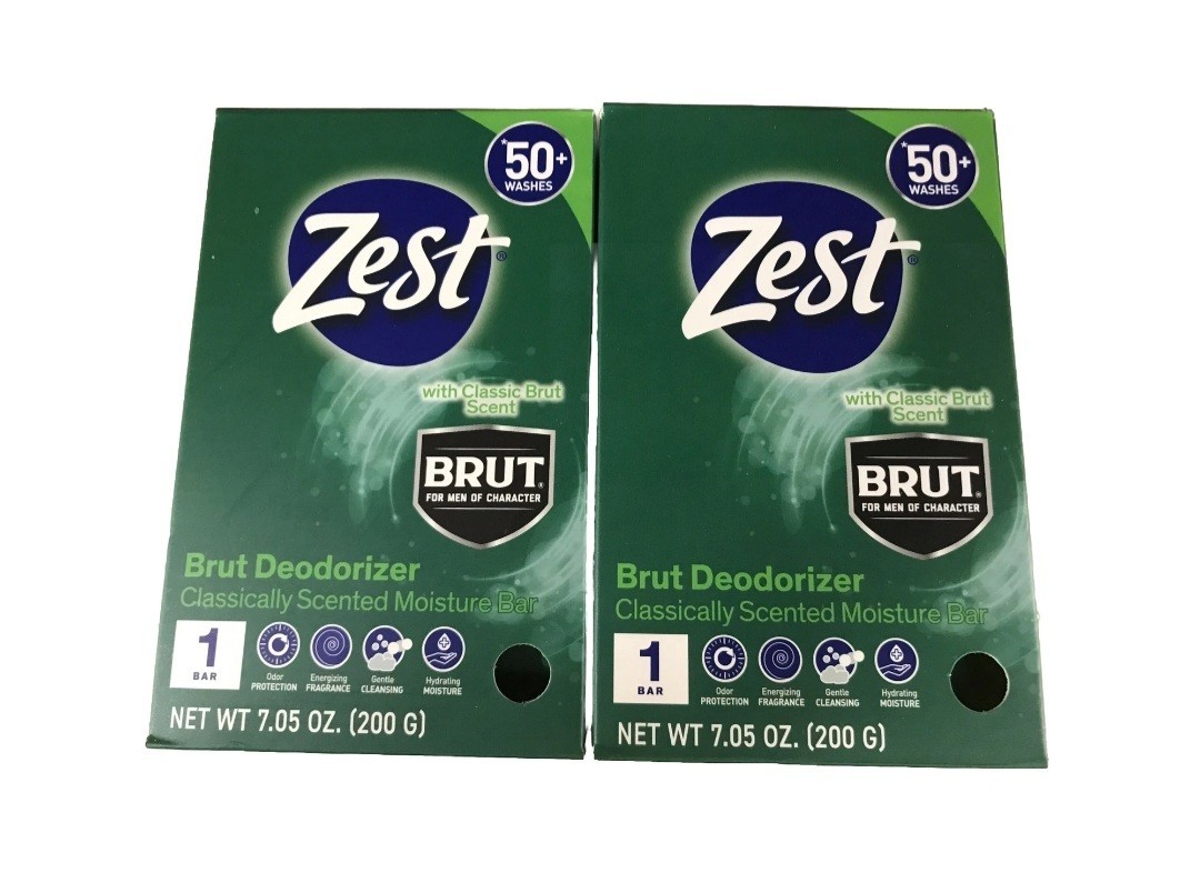 NEW! ZEST (2-BARS) 7.05 Oz. (200g) Bar ●BRUT● Moisture Bar 🫧 With Brut Scent.