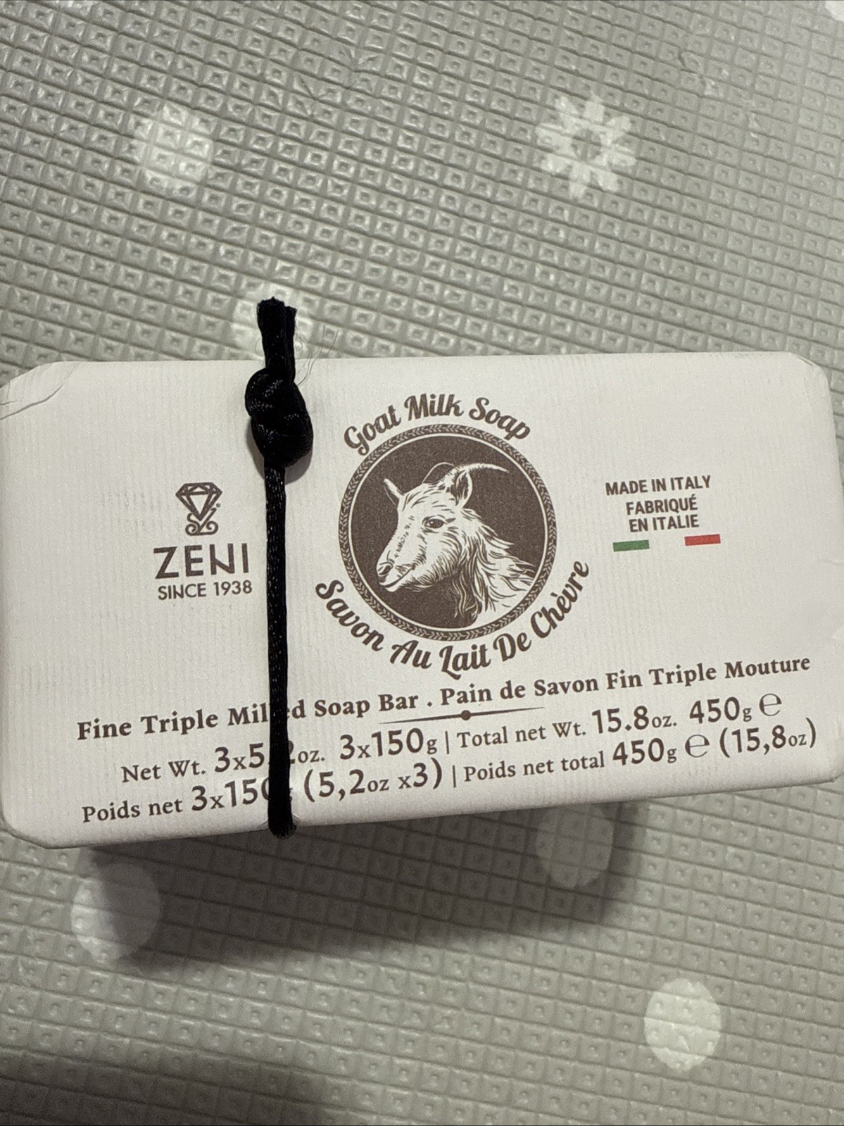 ZENI GOAT MILK FINE TRIPLE MILLED SOAP BAR (3 BARS )5.3OZ EACH MADE IN ITALY