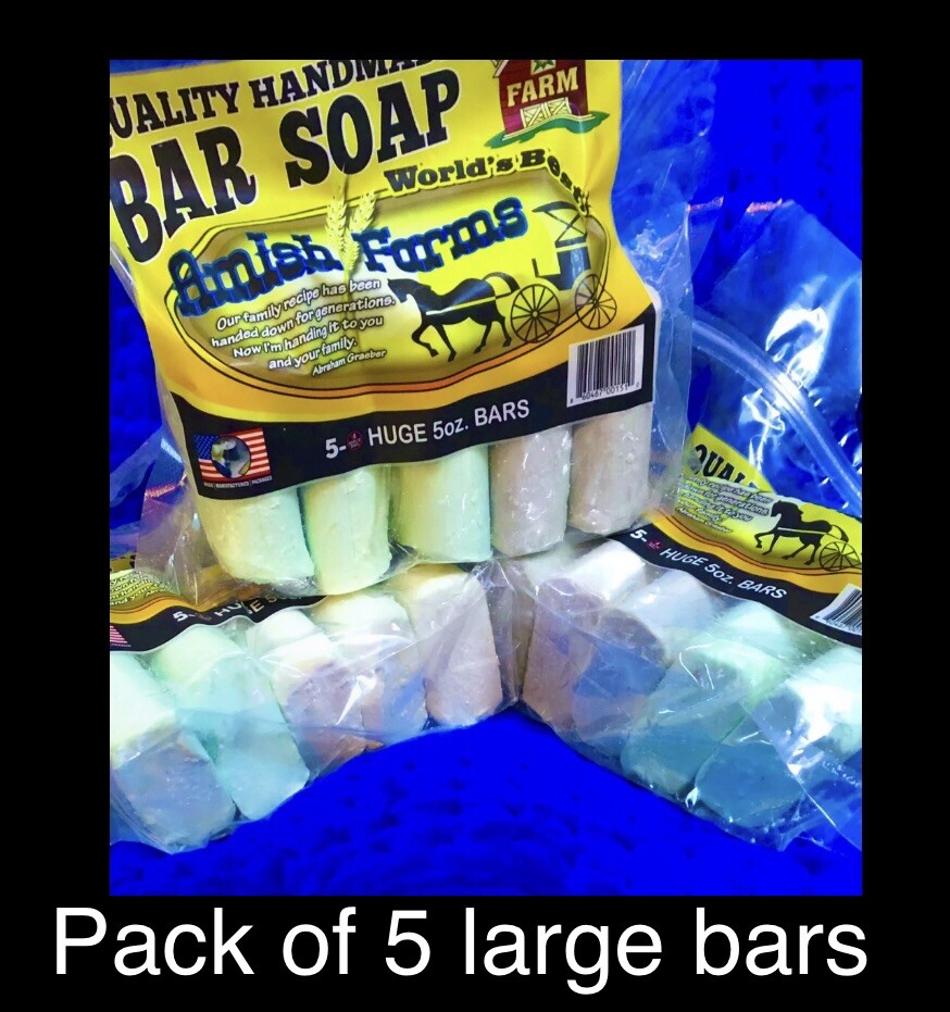 *Amish Farm Worlds Best Quality Bar Soap (Pack of 5) each Bar Is 3”x3”x1.25”