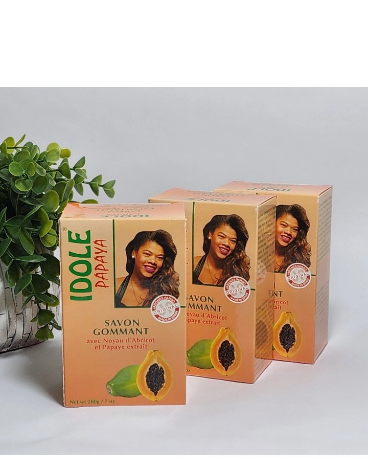 Idole Papaya Exfoliating Soap with Apricot Powder 7 oz (200g) – Lot of 3