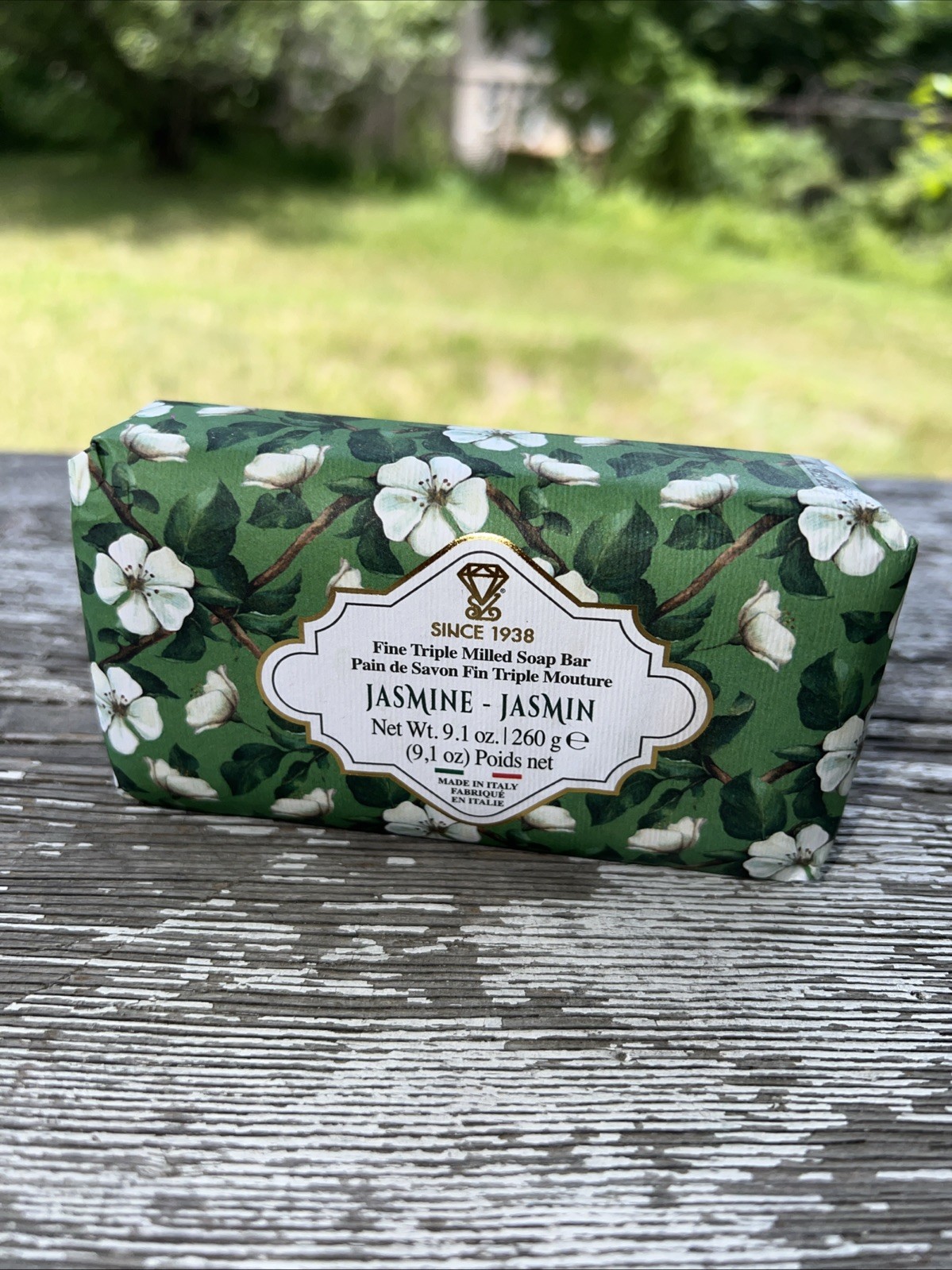 Diamante Italian Luxury Bath Bar Soap Jasmine scented 9.1oz fine triple milled