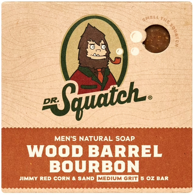 Dr. Squatch Bar Soap for Men Wood Barrel Bourbon 5 Ounce