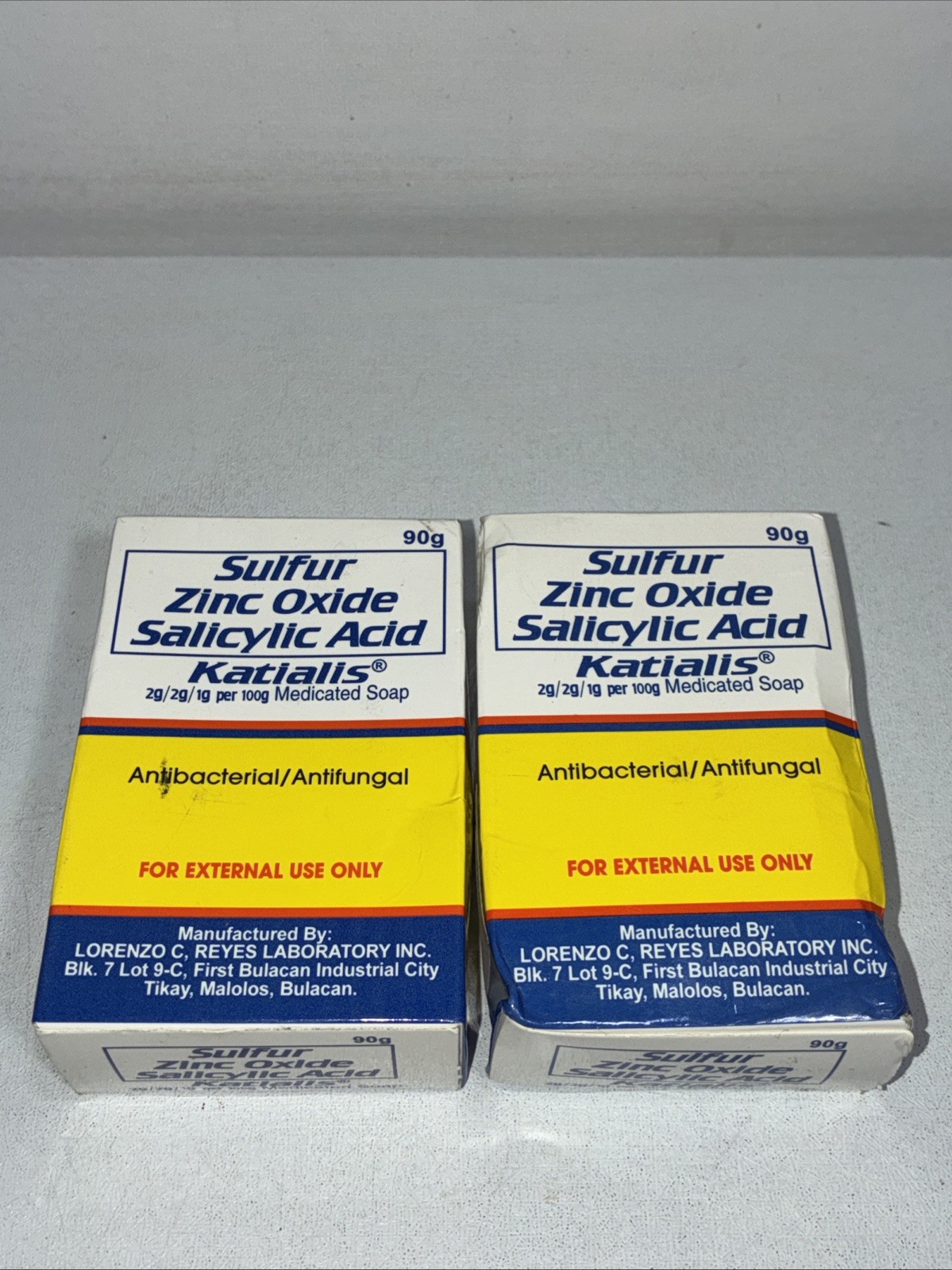 2 Sealed Katialis Bar Soap Sulfur Zinc Oxide Antifungal Damaged Boxes