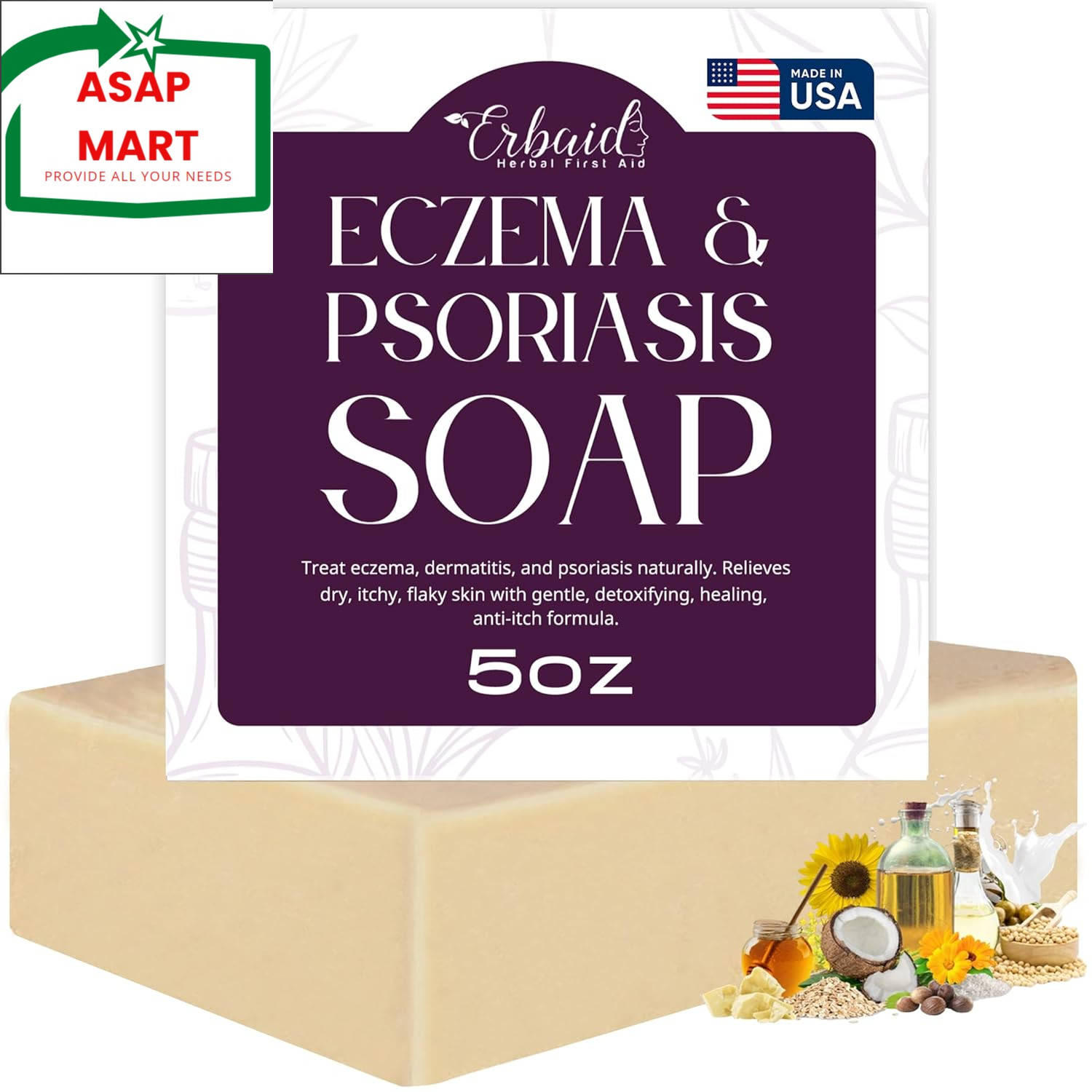 Eczema Soap Bar for Face and Body – All Natural Dermatitis, Psoriasis Treatment.