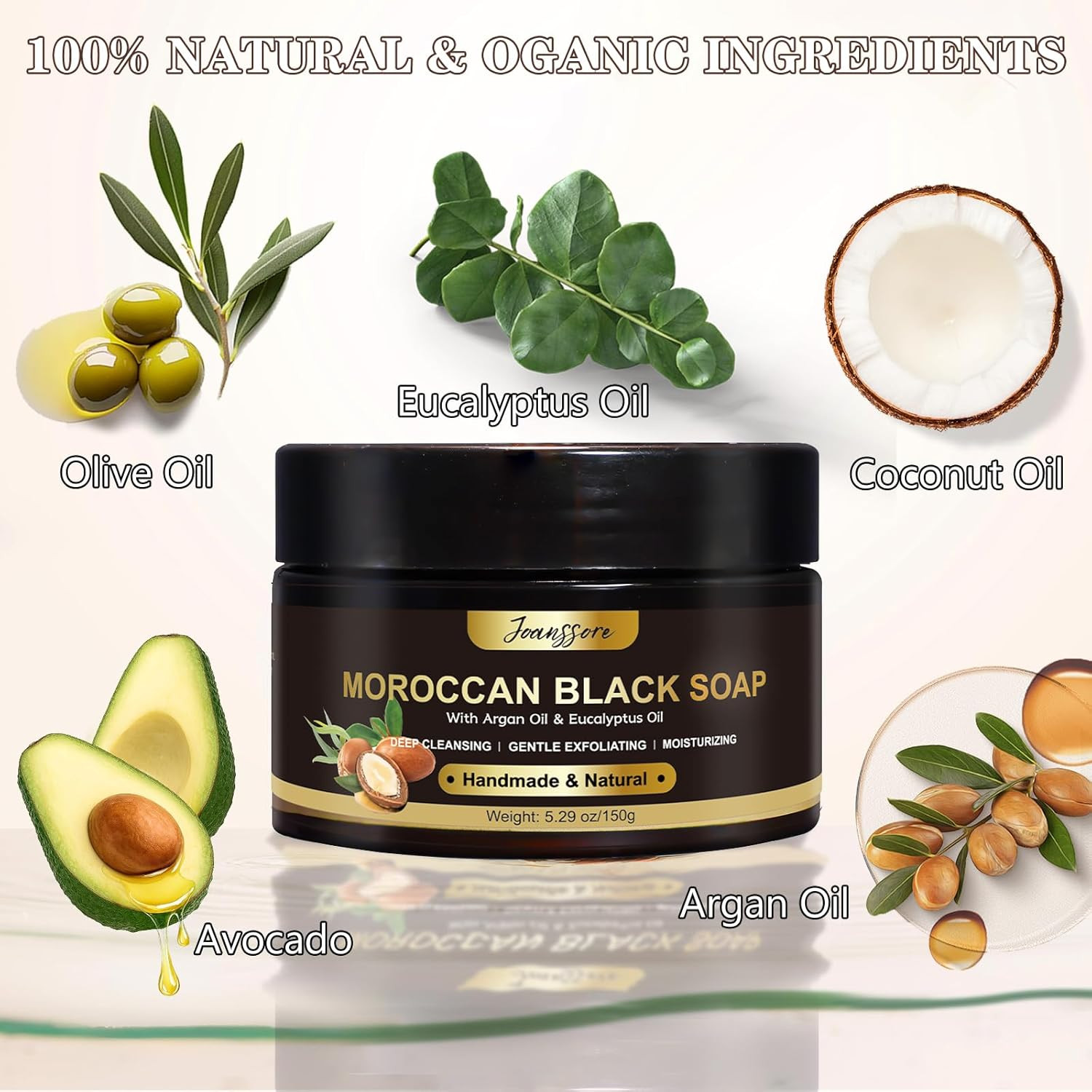 2 Pack Moroccan Black Soap Hammam, Morocco Body Scrub with Exfoliating Glove, Ex