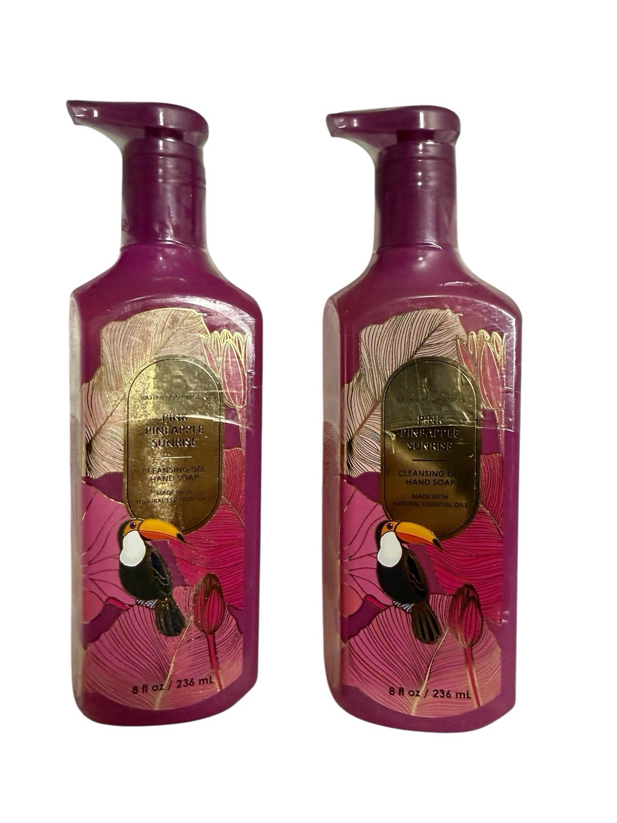 2 New PINK PINEAPPLE SUNRISE BATH & BODY WORKS CLEANSING GEL HAND SOAP