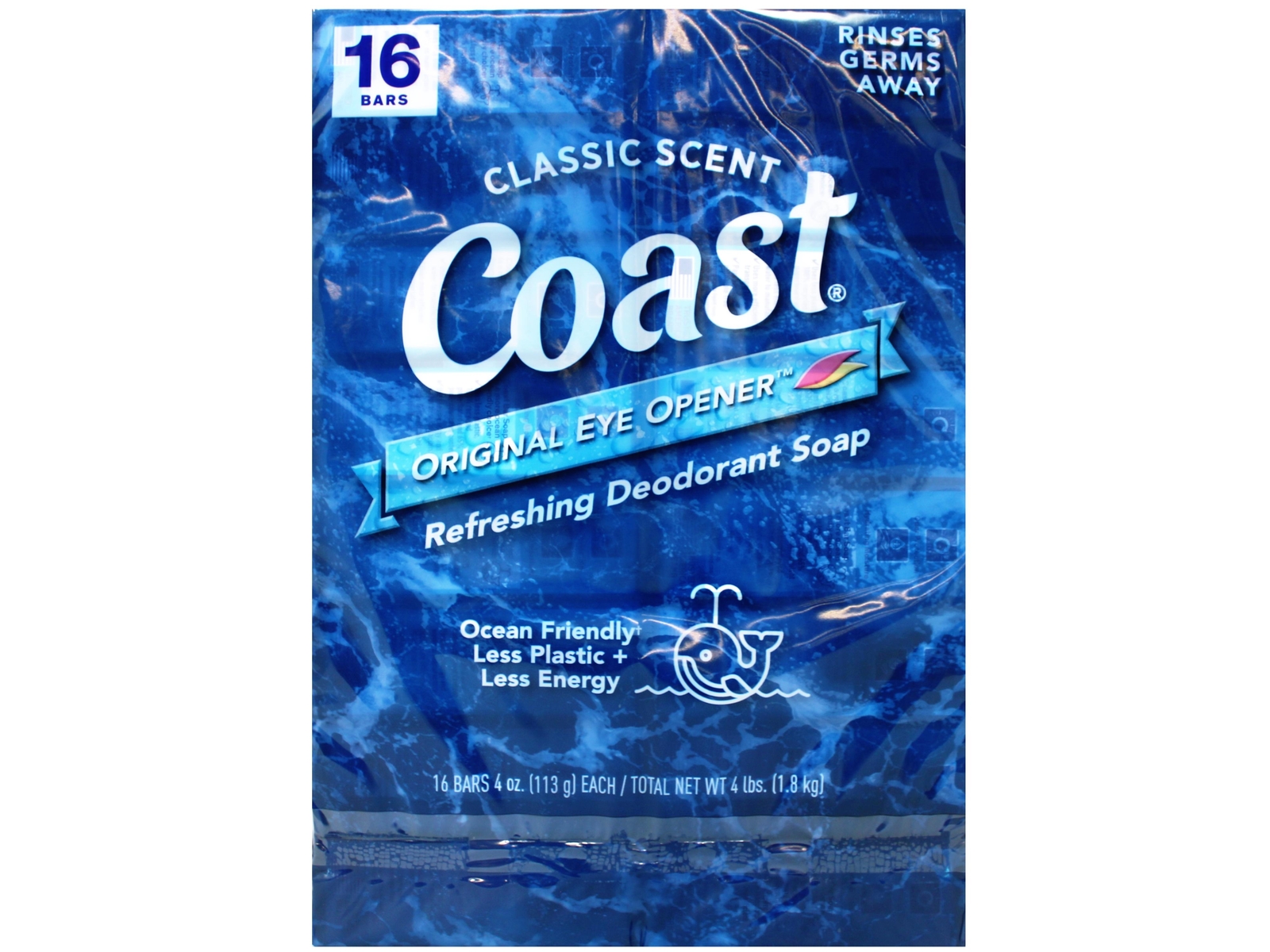 Coast Refreshing Deodorant Bar Soap Fresh, Non-Dry Skin Classic Scent 16 x 4 oz