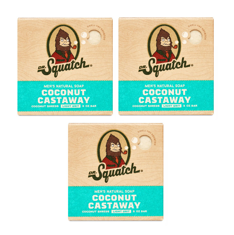 Dr. Squatch Men’s Natural Soap, Coconut Castaway 5 oz (Pack of 3)