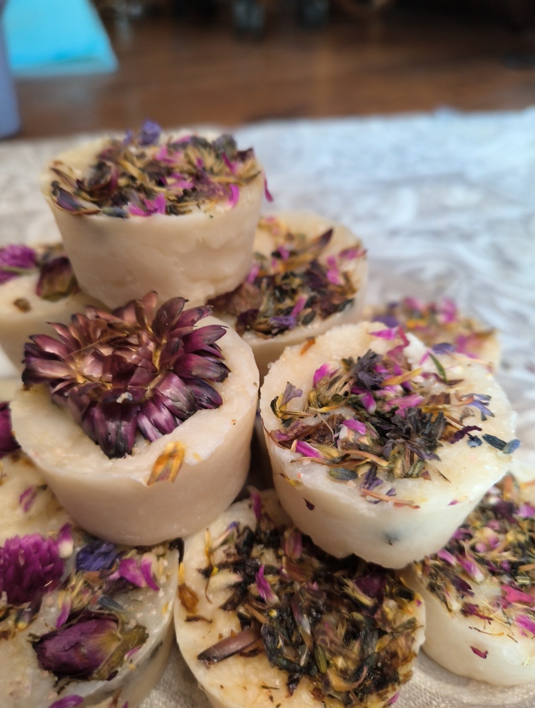 African Violet Shea Butter Handmade Soap, 4 Bars, 0.5oz Each.