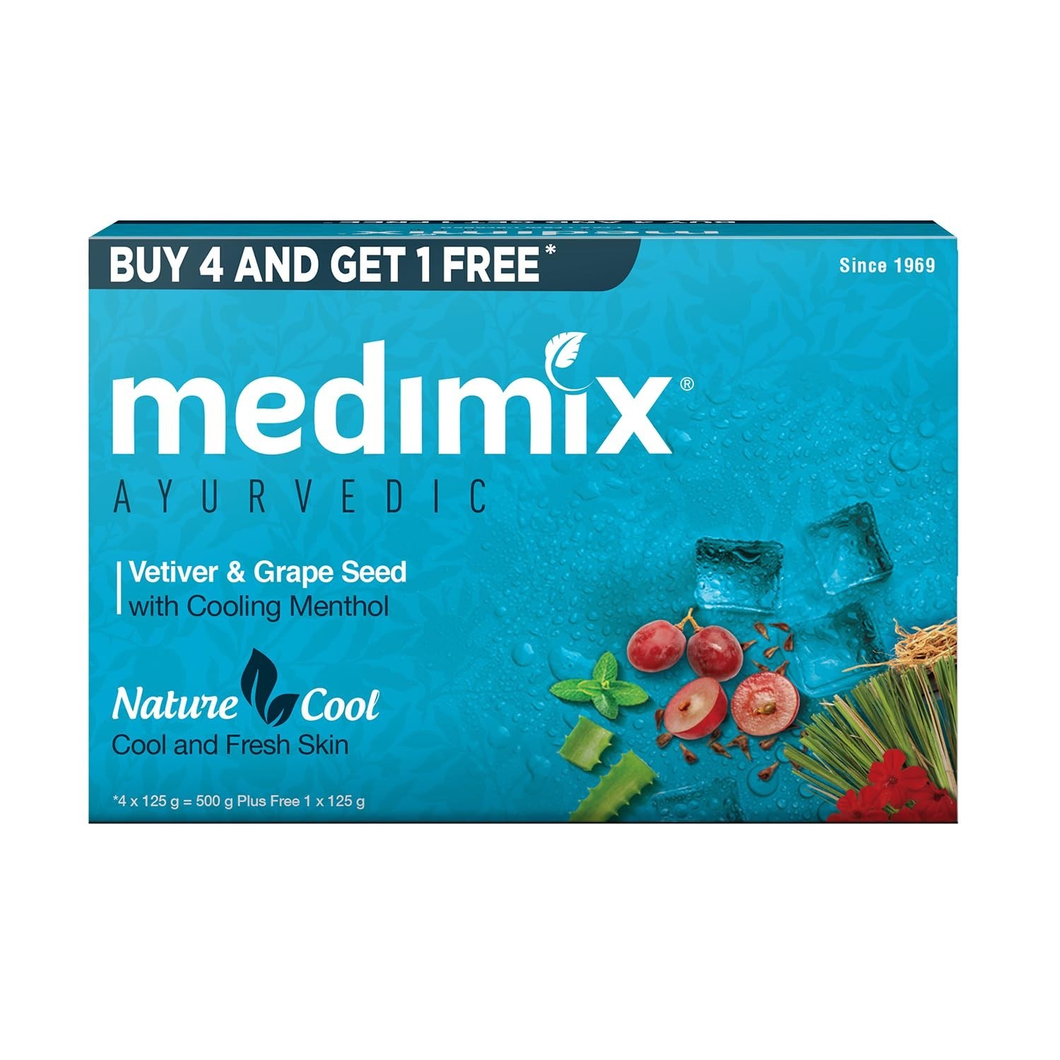 Medimix Nature Cool Herbal Soap 125g x 5 | Cooling Bar | Paraben & Sulphate Free
