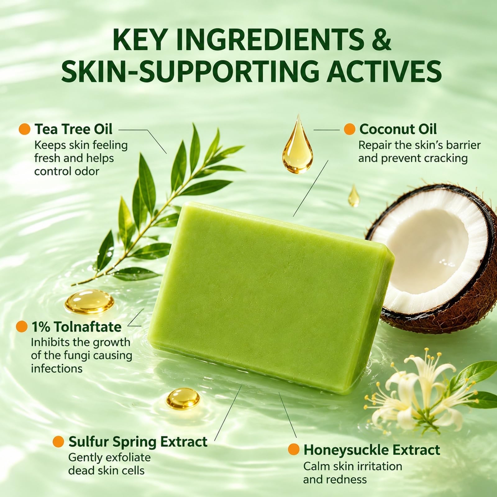 Antifungal Soap Bar with Tea Tree Oil – Deep Cleansing & Gentle Care, 3.35 OZ